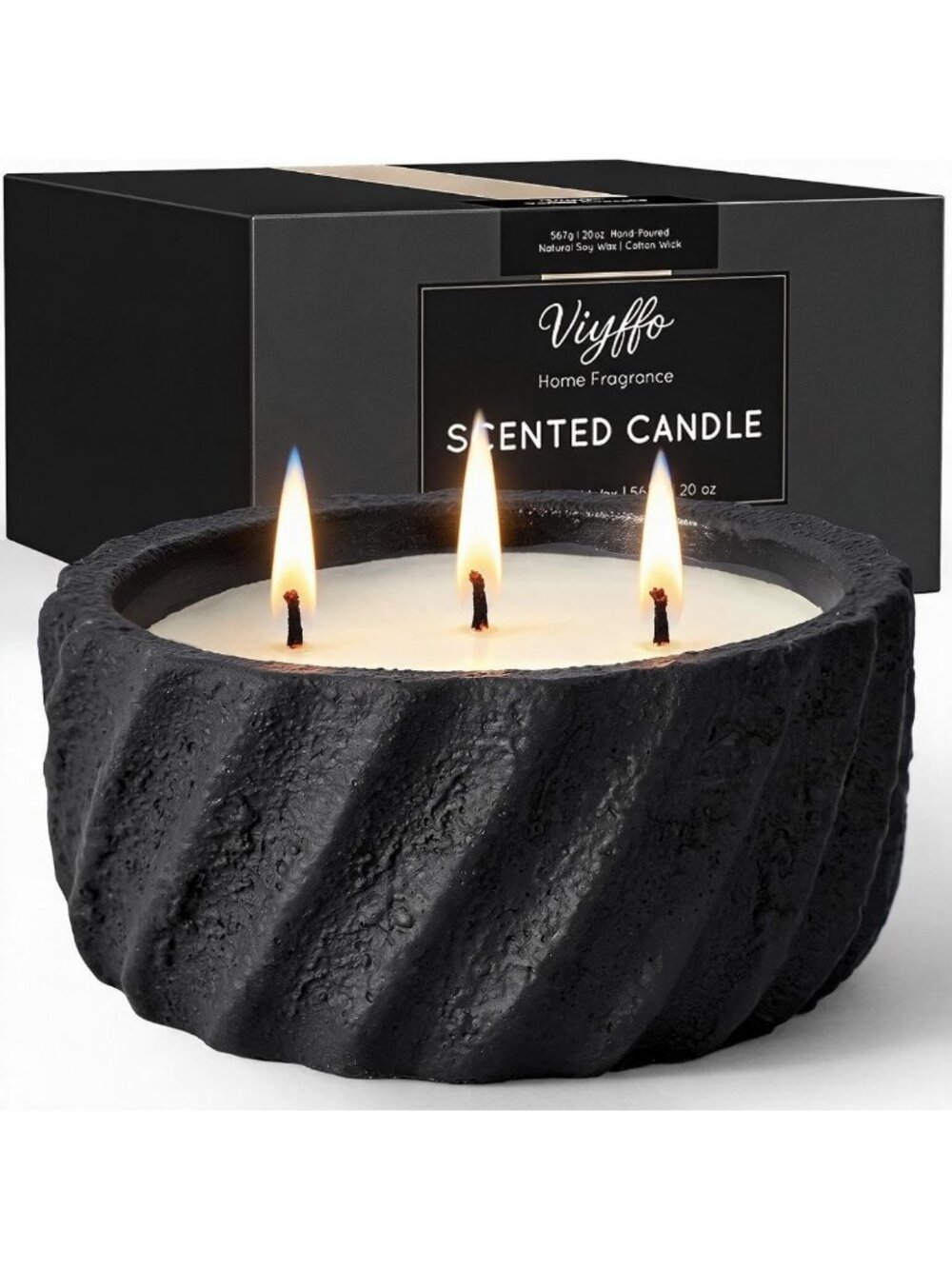 Large 20oz Eucalyptus & Rosemary Scented Candle - 3 Wick Non-Toxic Soy, Matte